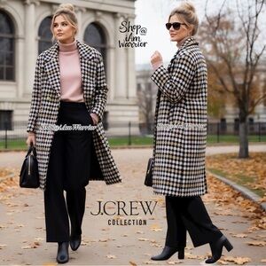 J.Crew Collection large check houndstooth double breasted coat *shop@iamwarrior